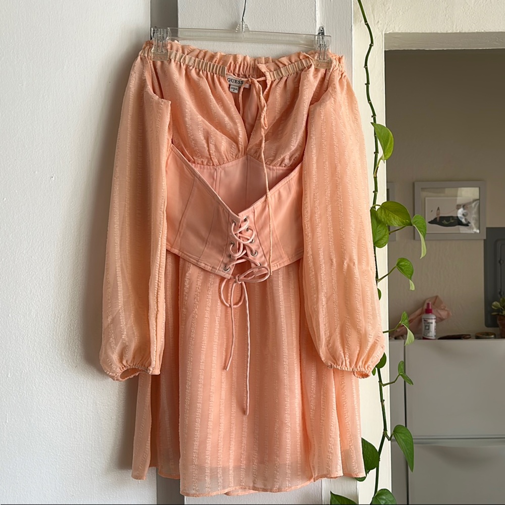 Guess Peach Long-Sleeve Dress